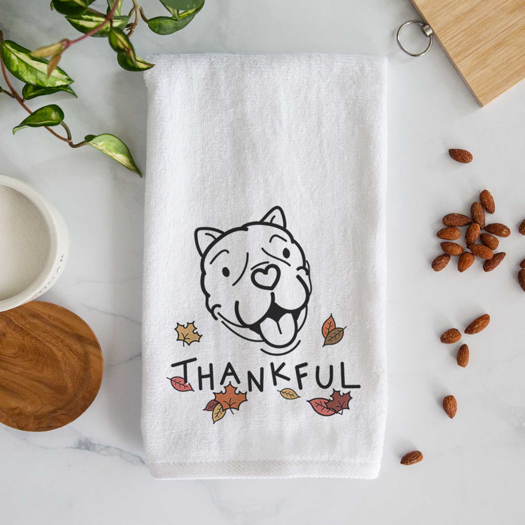 Thankful American Bulldog - Draco - Decorative Hand Towel