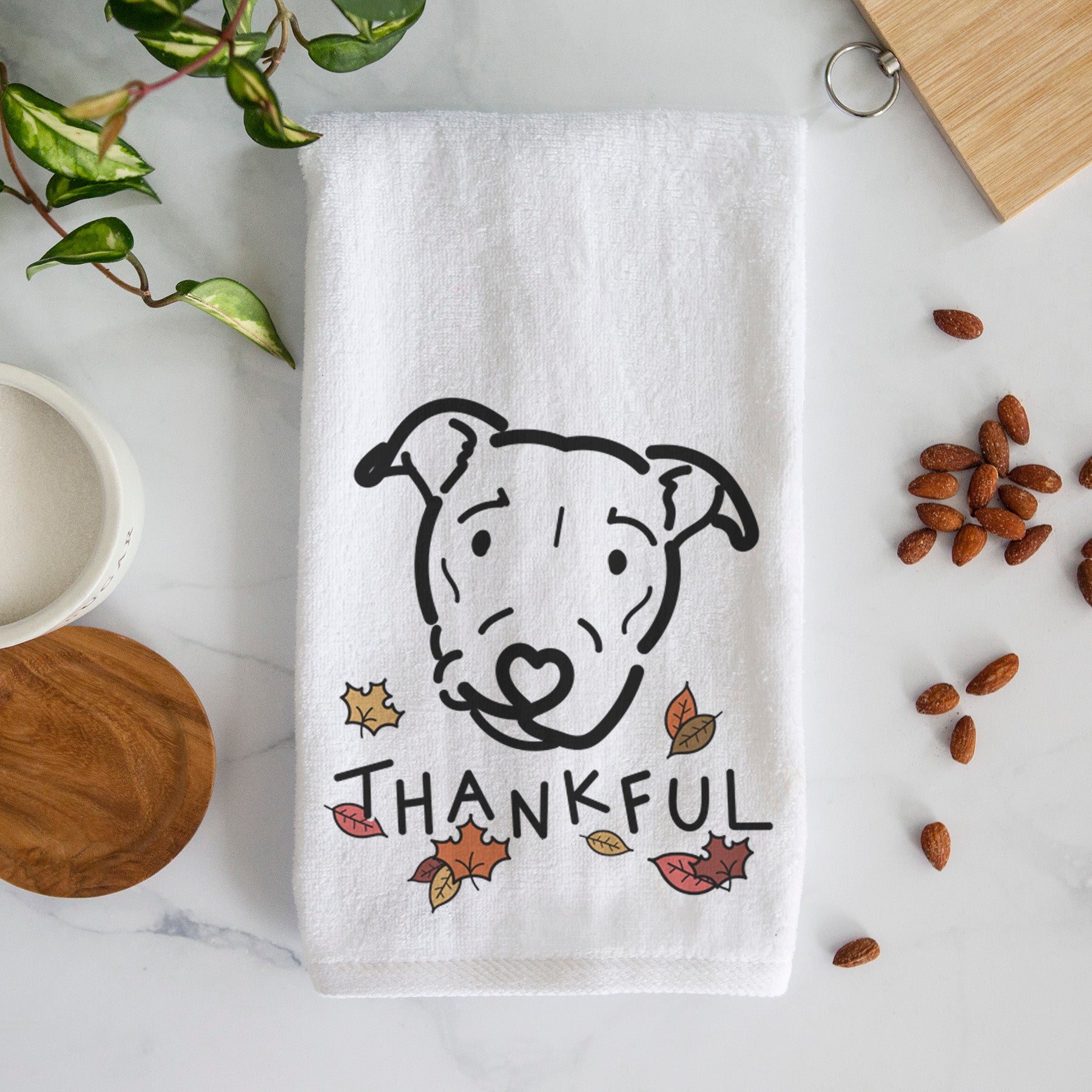 Thankful Pitbull Mix - Ernie - Decorative Hand Towel