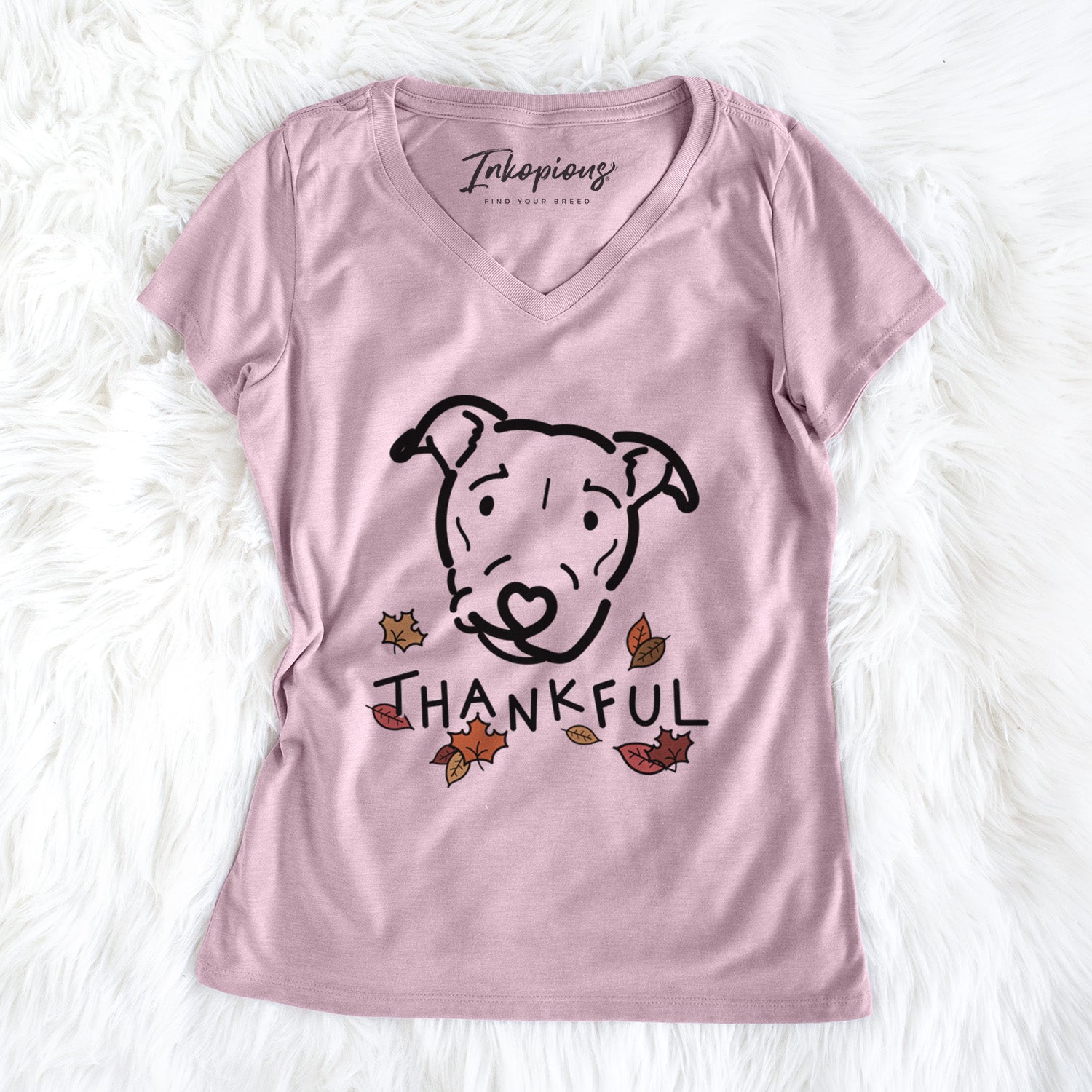 Thankful Pitbull Mix - Ernie - Women's V-neck Shirt