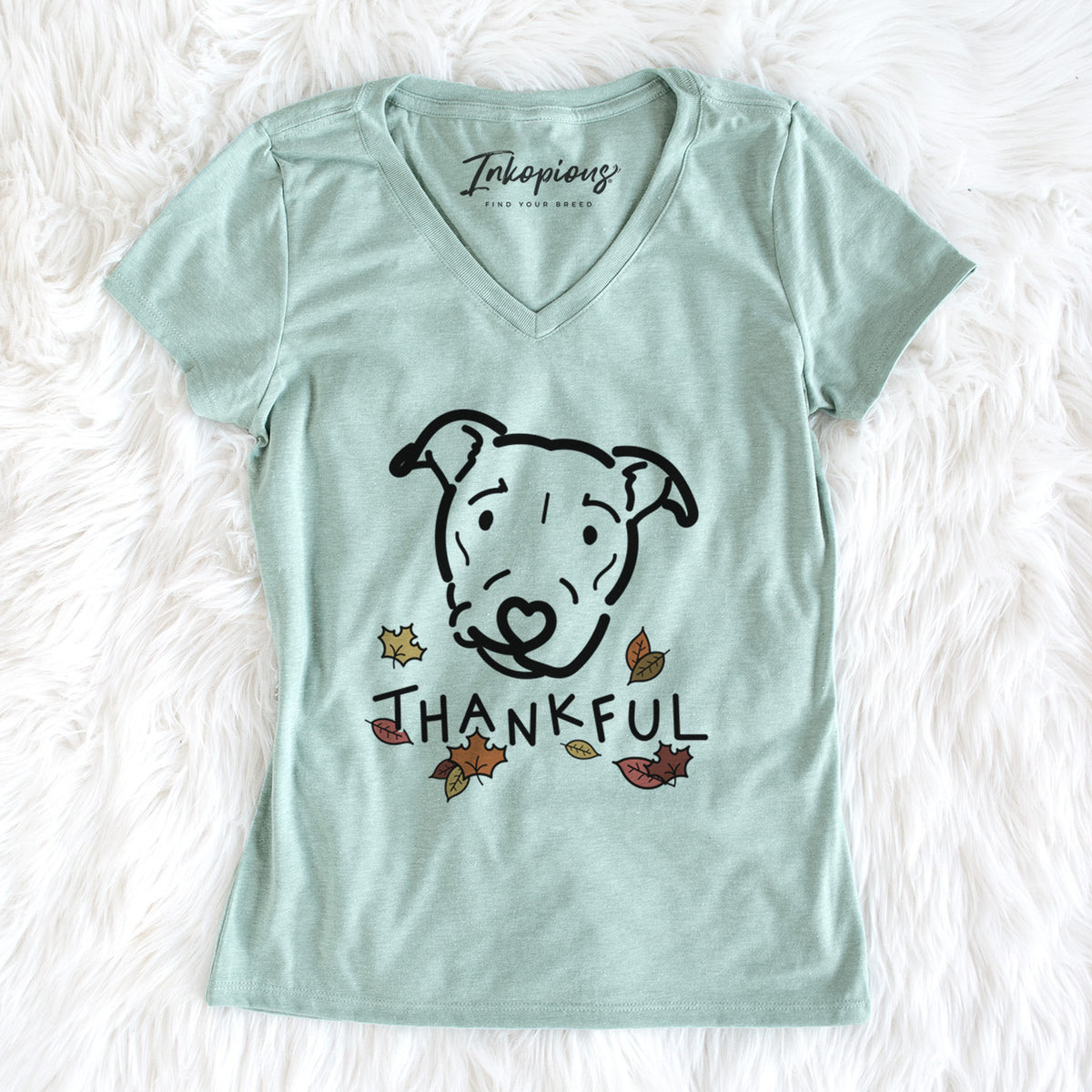 Thankful Pitbull Mix - Ernie - Women&#39;s V-neck Shirt