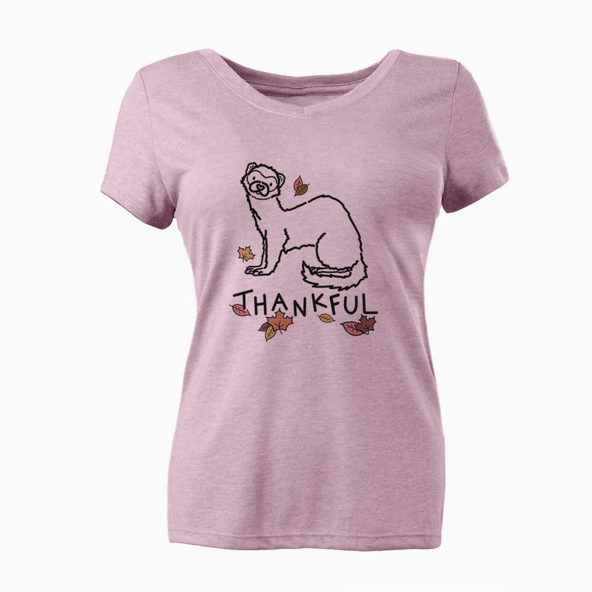 Thankful Ferret - Fern - Women's V-neck Shirt
