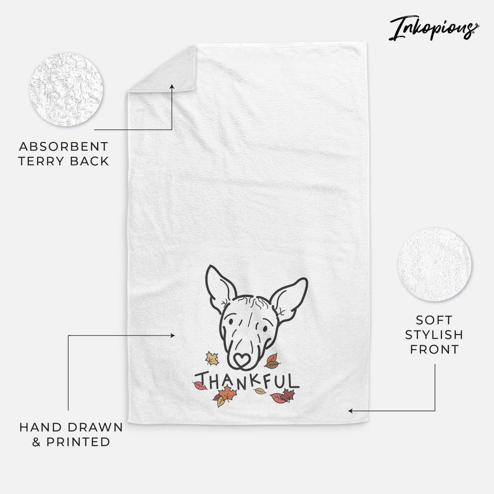 Thankful American Hairless Terrier - Georgia - Decorative Hand Towel