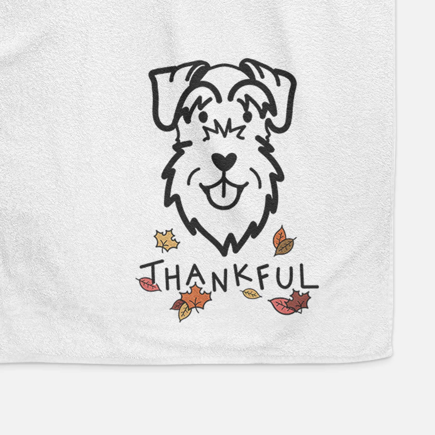 Thankful Schnauzer Natural Ears - Decorative Hand Towel