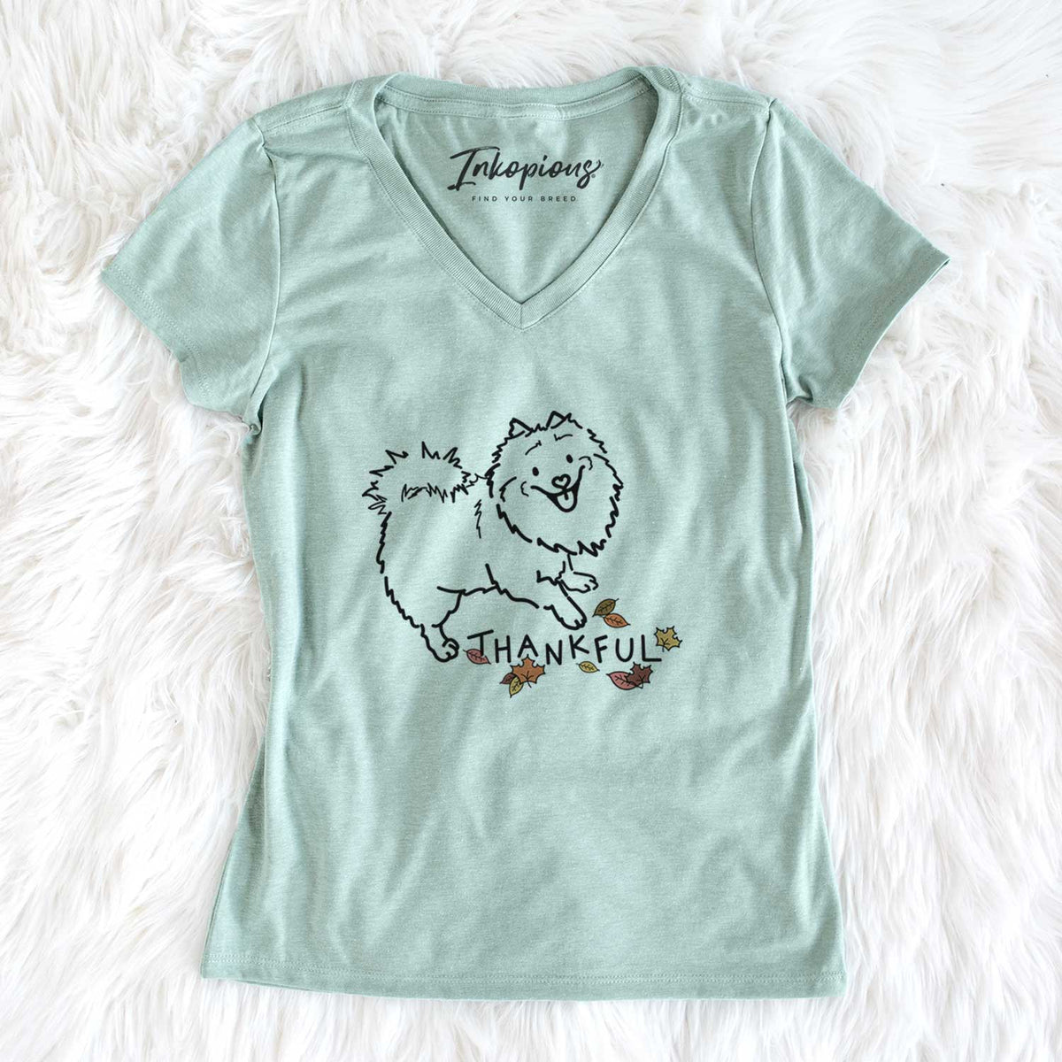 Thankful Pomeranian Mix - Goldie - Women's V-neck Shirt