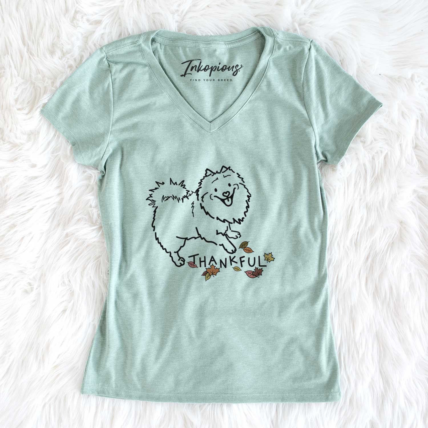 Thankful Pomeranian Mix - Goldie - Women's V-neck Shirt