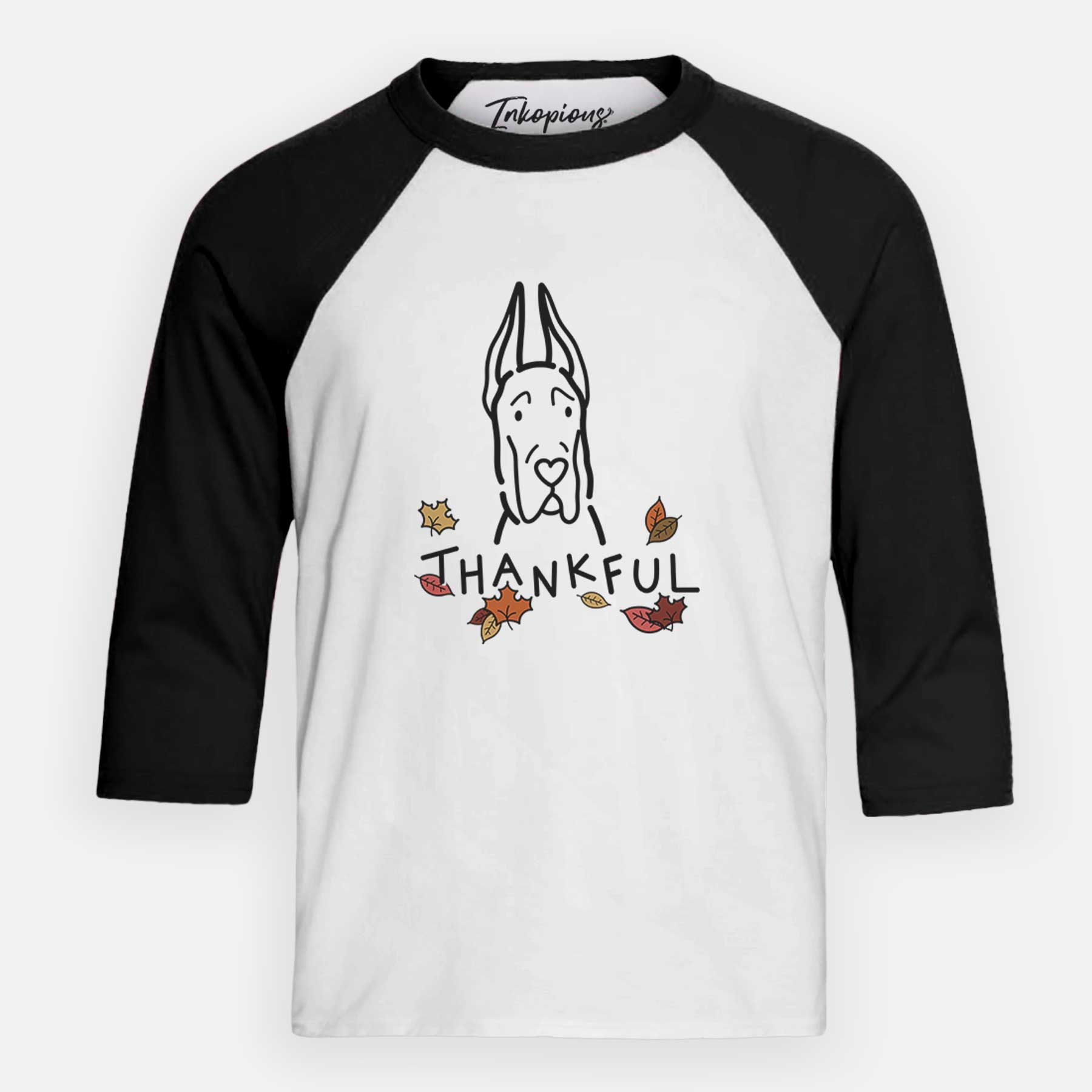 Thankful Great Dane with Cropped Ears - Youth 3/4 Long Sleeve