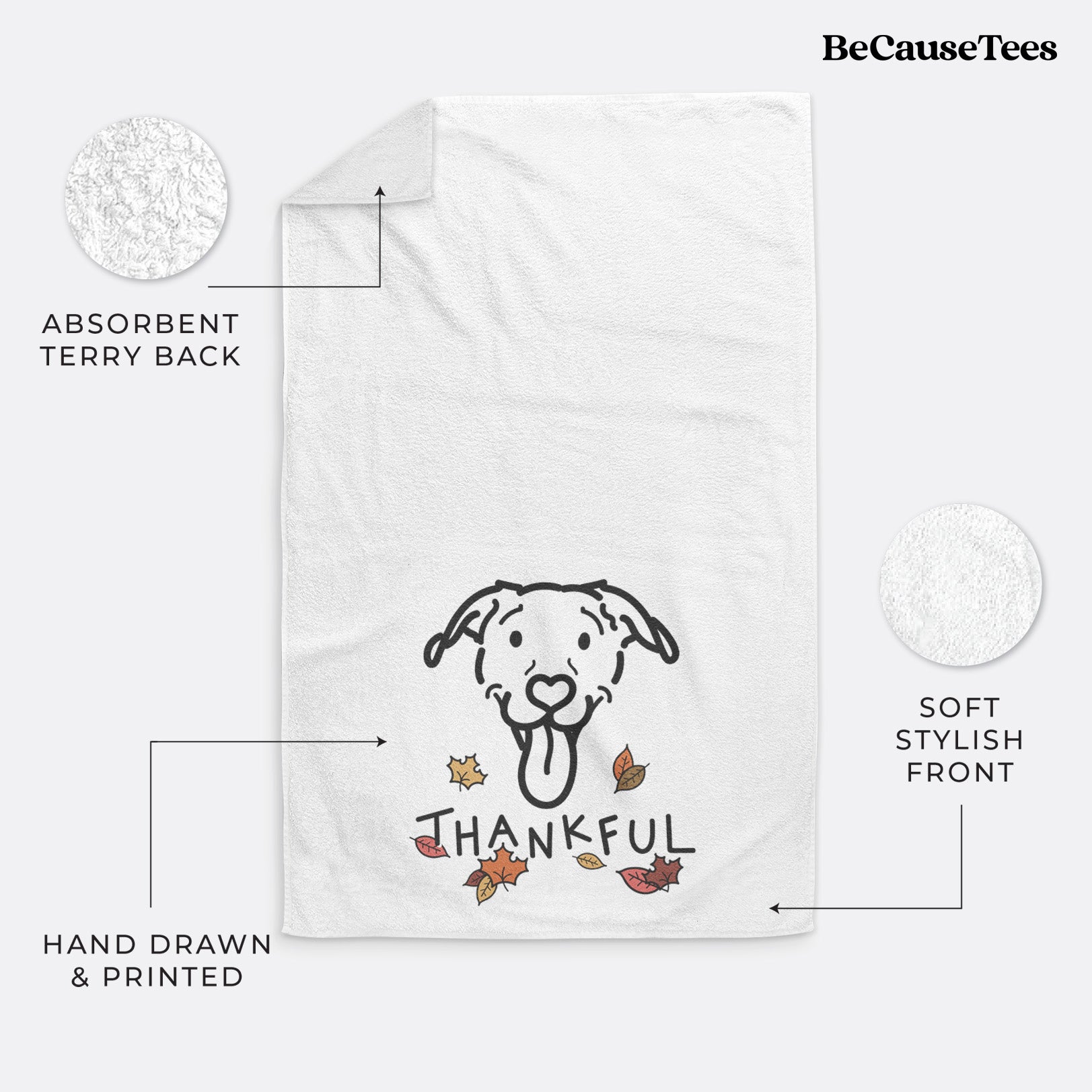 Thankful Pitbull Mix - Hemi - Decorative Hand Towel