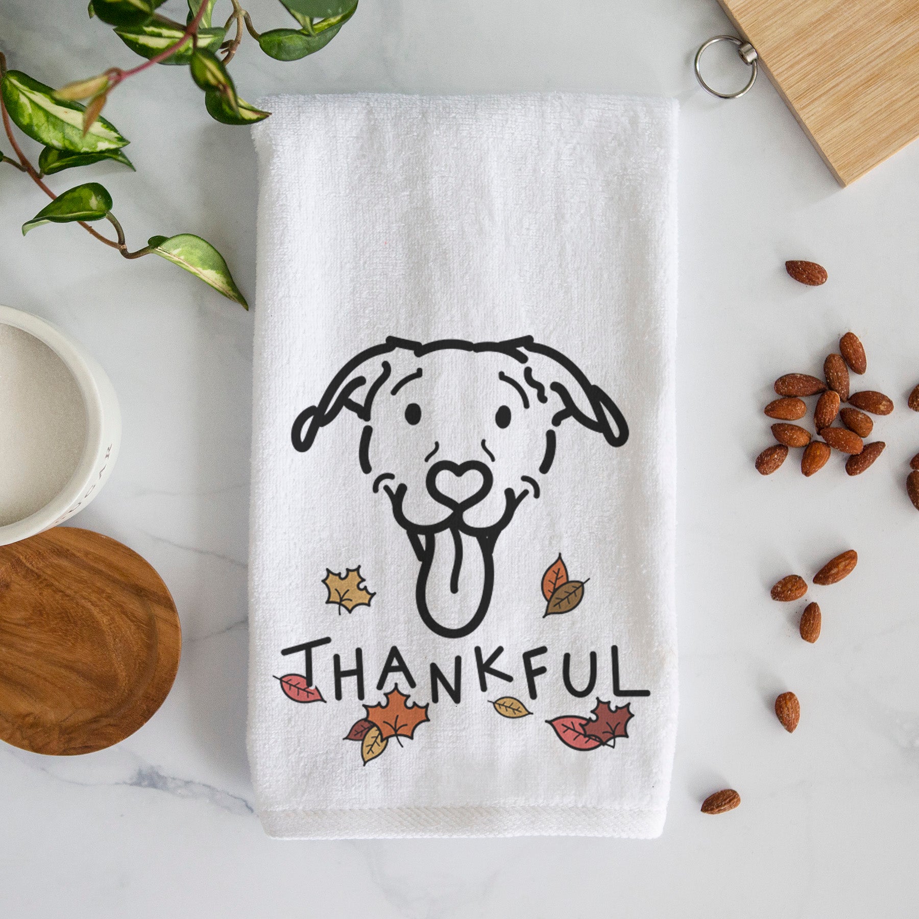 Thankful Pitbull Mix - Hemi - Decorative Hand Towel