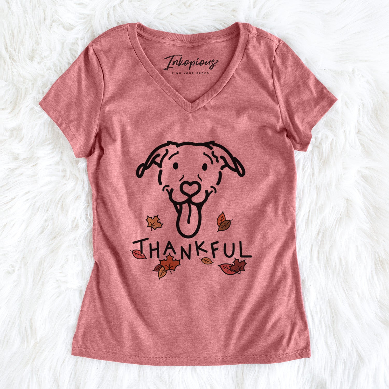 Thankful Pitbull Mix - Hemi - Women's Perfect V-neck Shirt