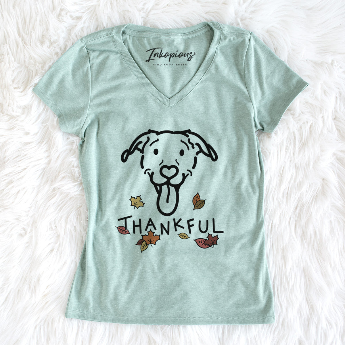 Thankful Pitbull Mix - Hemi - Women&#39;s Perfect V-neck Shirt