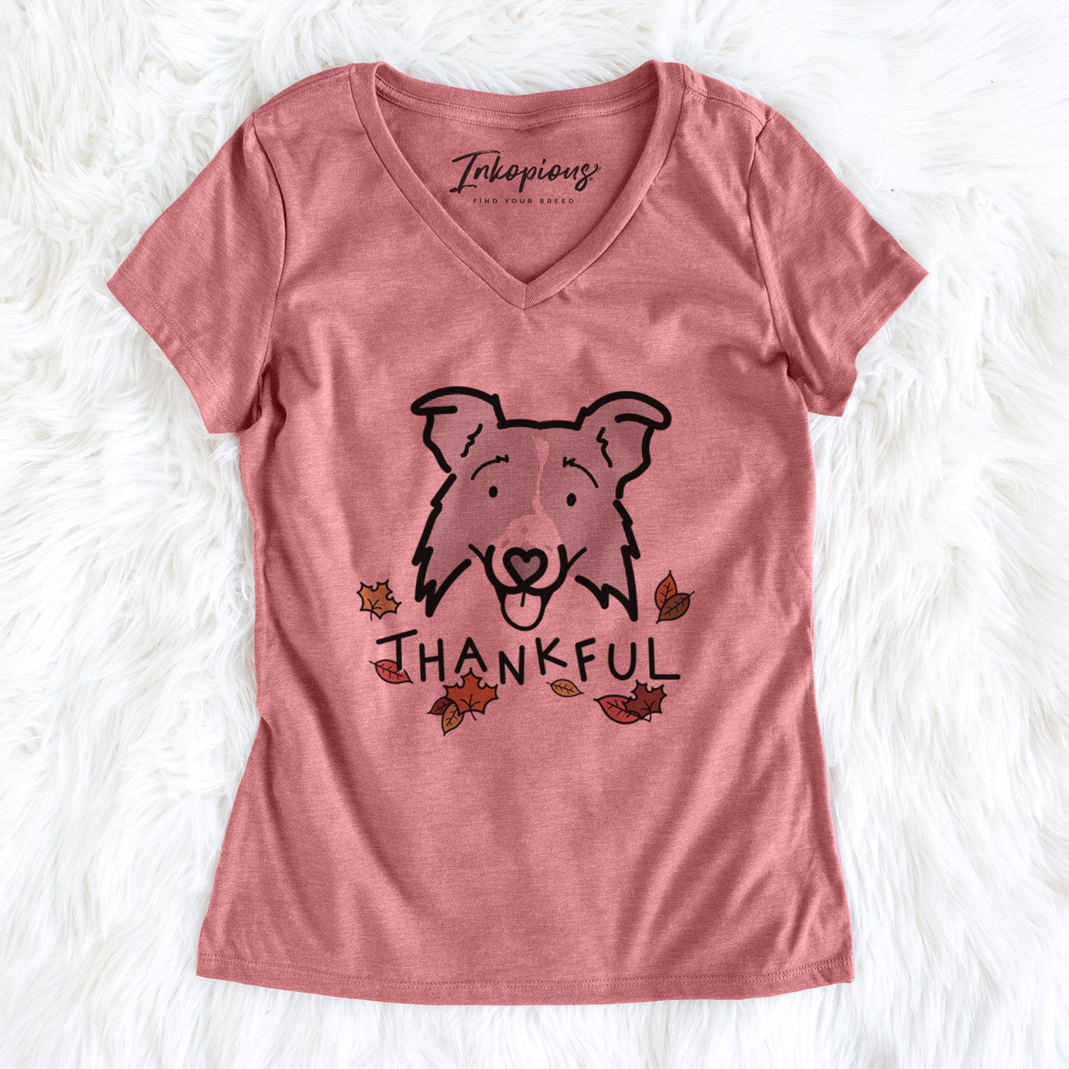 Thankful Border Collie 2.0 - Jam - Women's Perfect V-neck Shirt