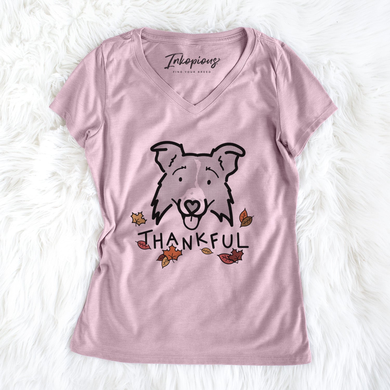 Thankful Border Collie 2.0 - Jam - Women's Perfect V-neck Shirt