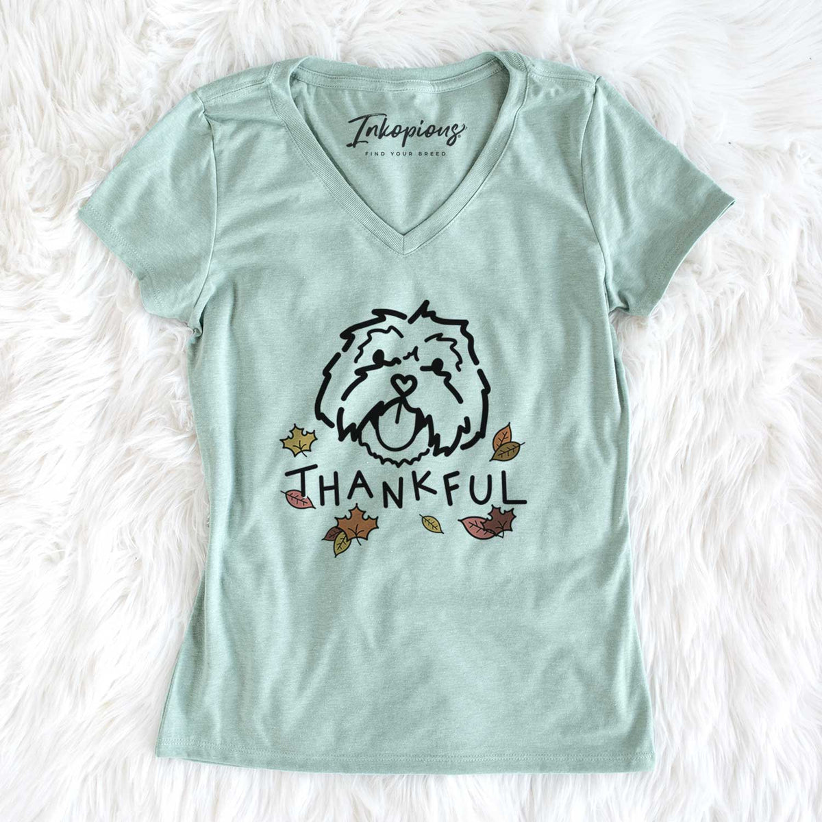 Thankful Lhasa Apso - Keia - Women&#39;s V-neck Shirt