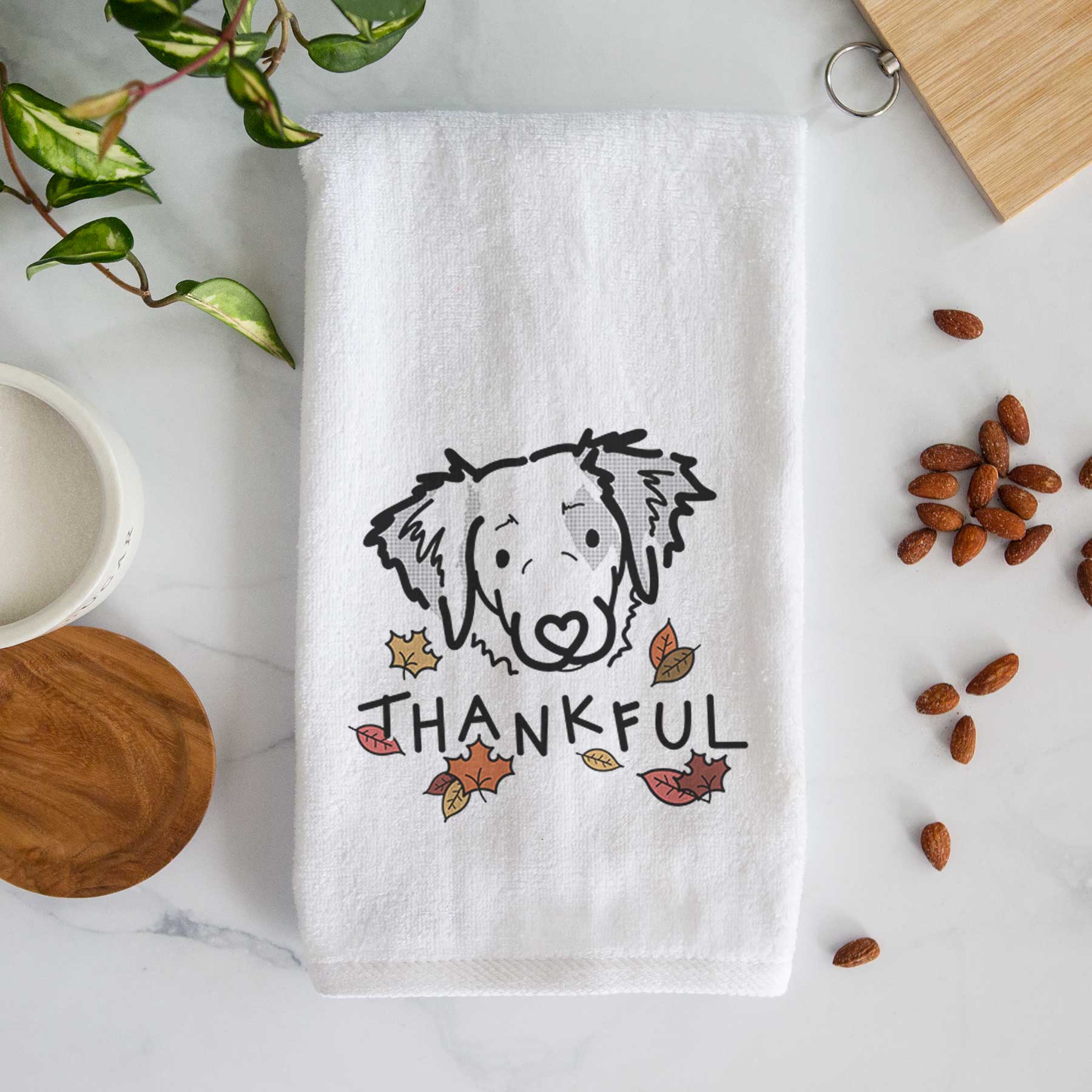 Thankful Brittany Spaniel - Kiva - Decorative Hand Towel