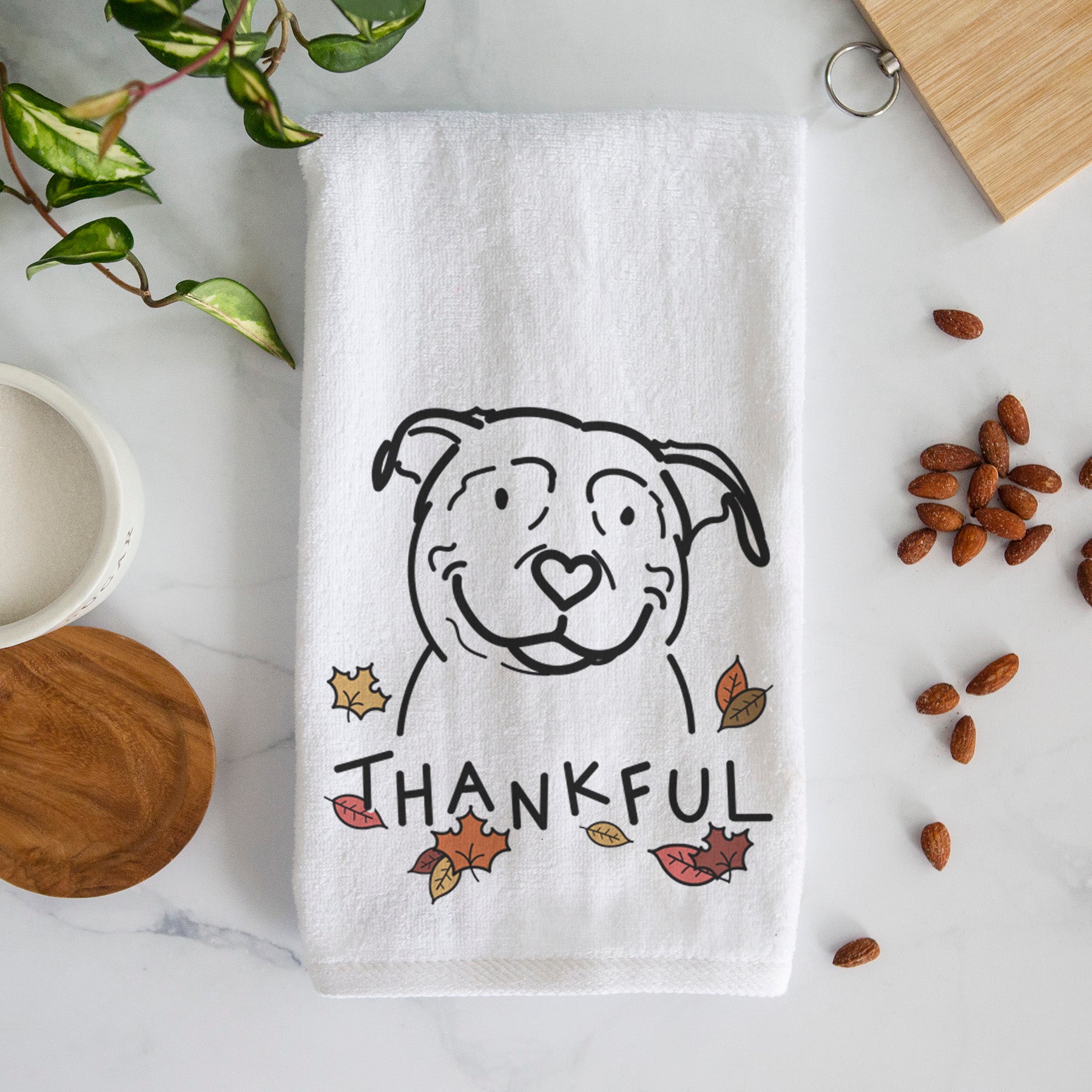 Thankful American Pitbull Terrier - Lady - Decorative Hand Towel