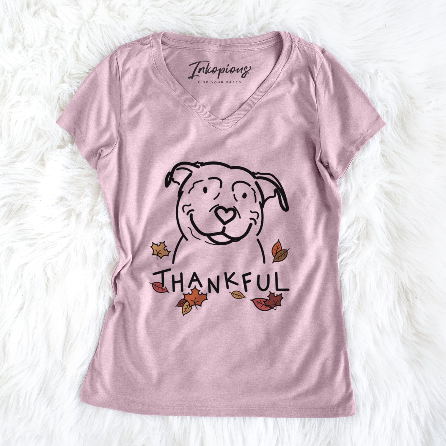 Thankful American Pitbull Terrier - Lady - Women's Perfect V-neck Shirt