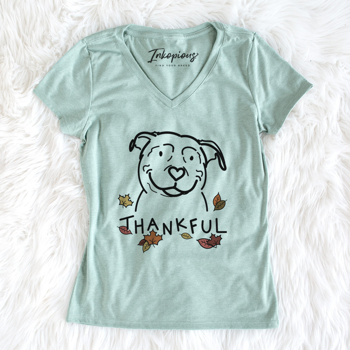 Thankful American Pitbull Terrier - Lady - Women&#39;s Perfect V-neck Shirt