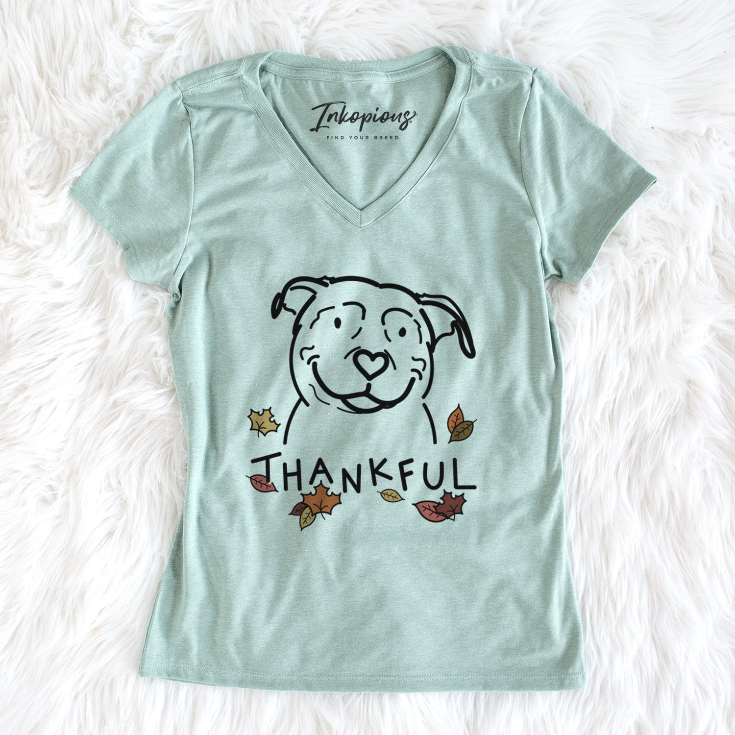 Thankful American Pitbull Terrier - Lady - Women's Perfect V-neck Shirt