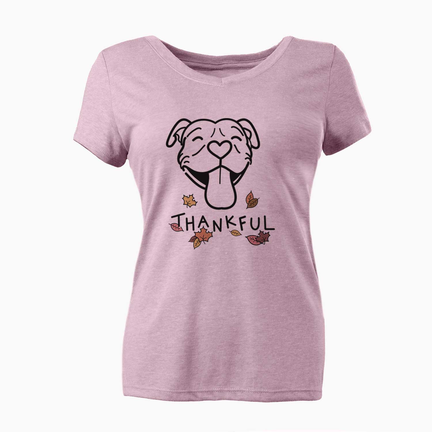 Thankful Pitbull - Louie - Women's V-neck Shirt