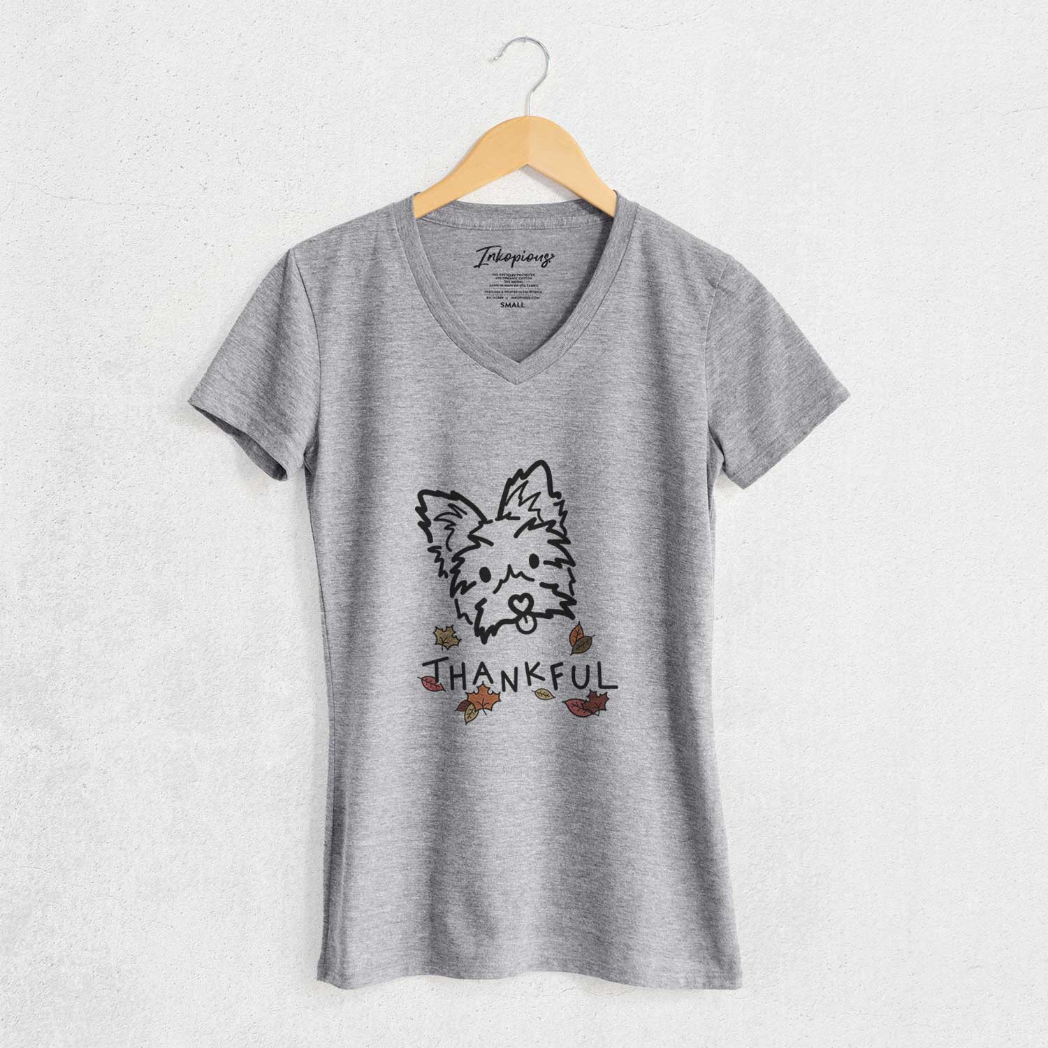 Thankful Yorkshire Terrier - Luna - Women's V-neck Shirt