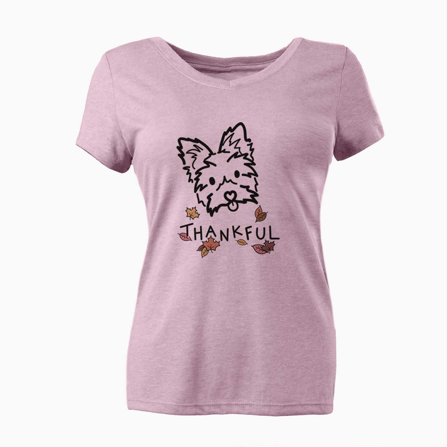 Thankful Yorkshire Terrier - Luna - Women's V-neck Shirt