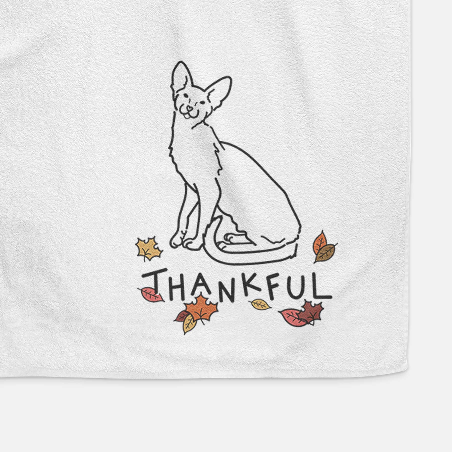 Thankful Oriental Shorthair Cat - Lyra - Decorative Hand Towel