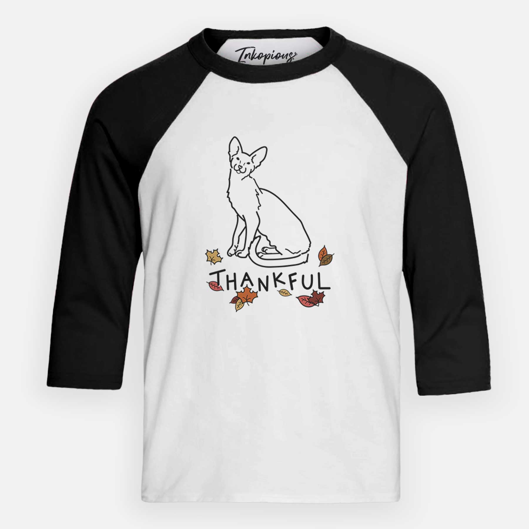 Thankful Oriental Shorthair Cat - Lyra - Youth 3/4 Long Sleeve