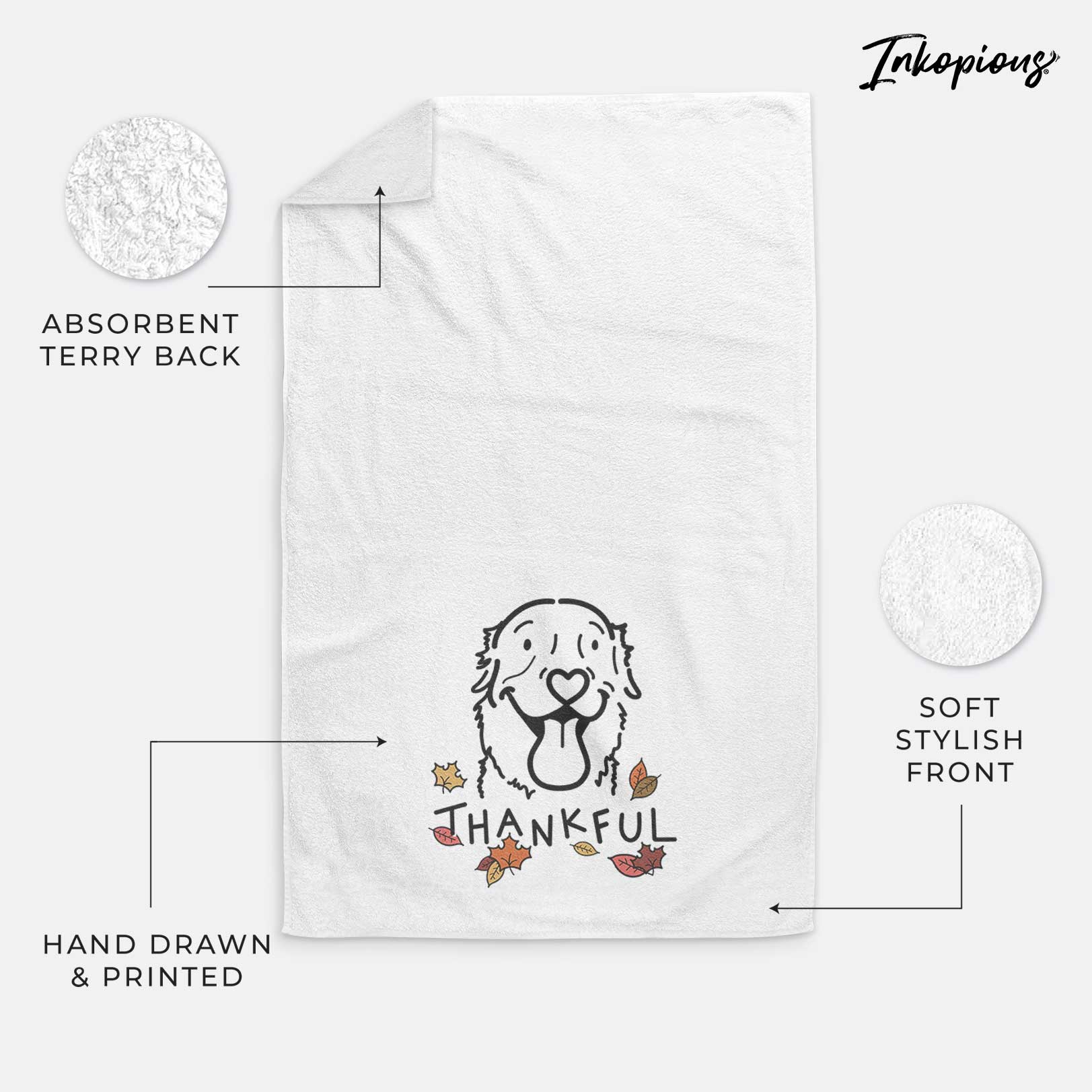 Thankful Golden Retriever - Maple - Decorative Hand Towel