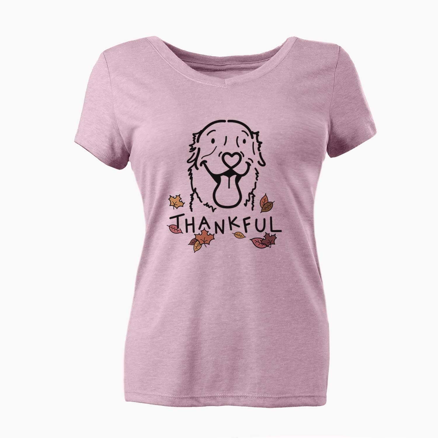 Thankful Golden Retriever - Maple - Women's V-neck Shirt