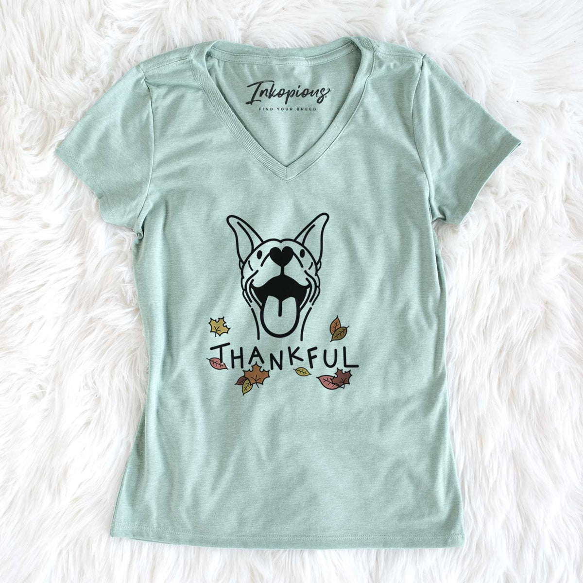 Thankful Basenji - Merlin - Women&#39;s V-neck Shirt