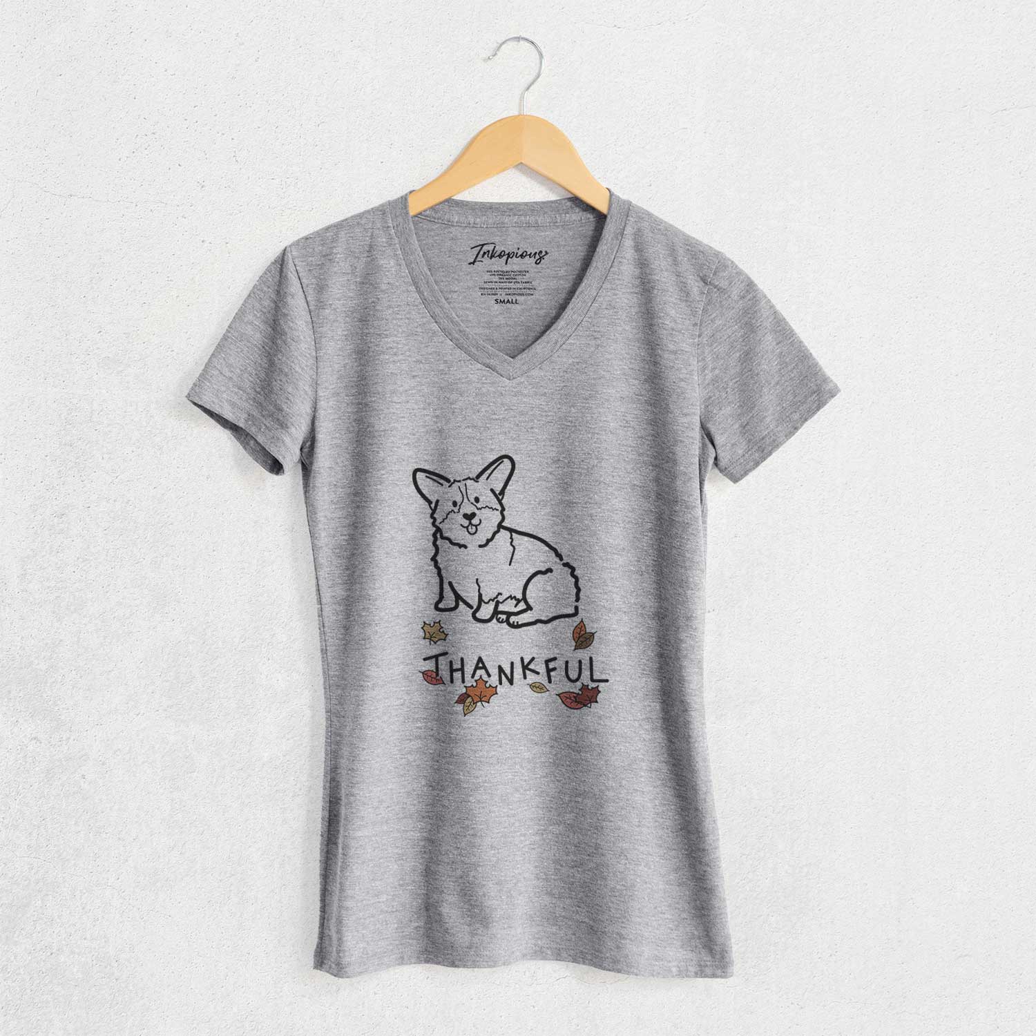 Thankful Pembroke Welsh Corgi - Millie - Women's V-neck Shirt