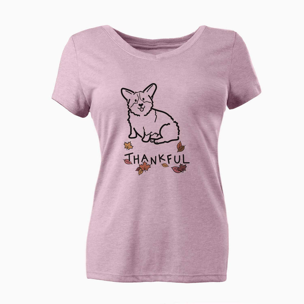 Thankful Pembroke Welsh Corgi - Millie - Women's V-neck Shirt