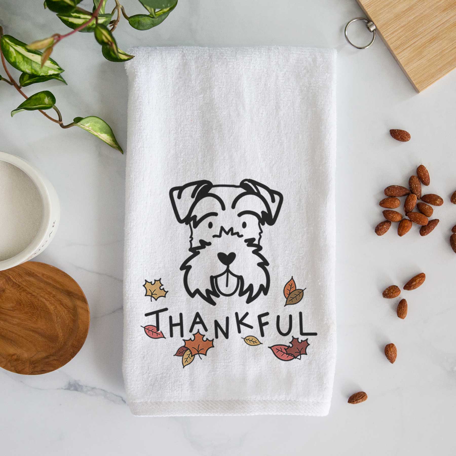 Thankful Miniature Schnauzer - Decorative Hand Towel