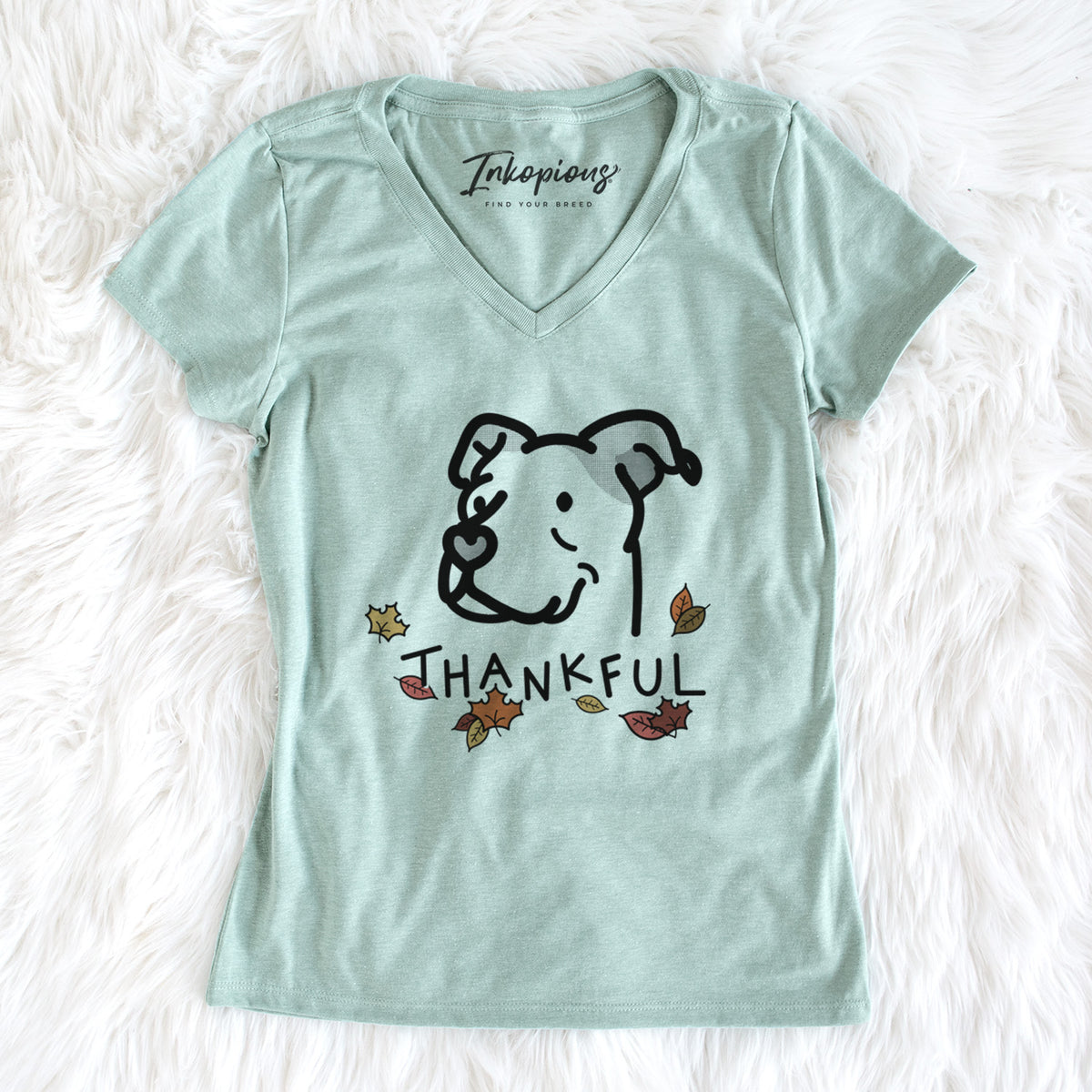 Thankful Pitbull Mix - Mr. Sir - Women&#39;s V-neck Shirt