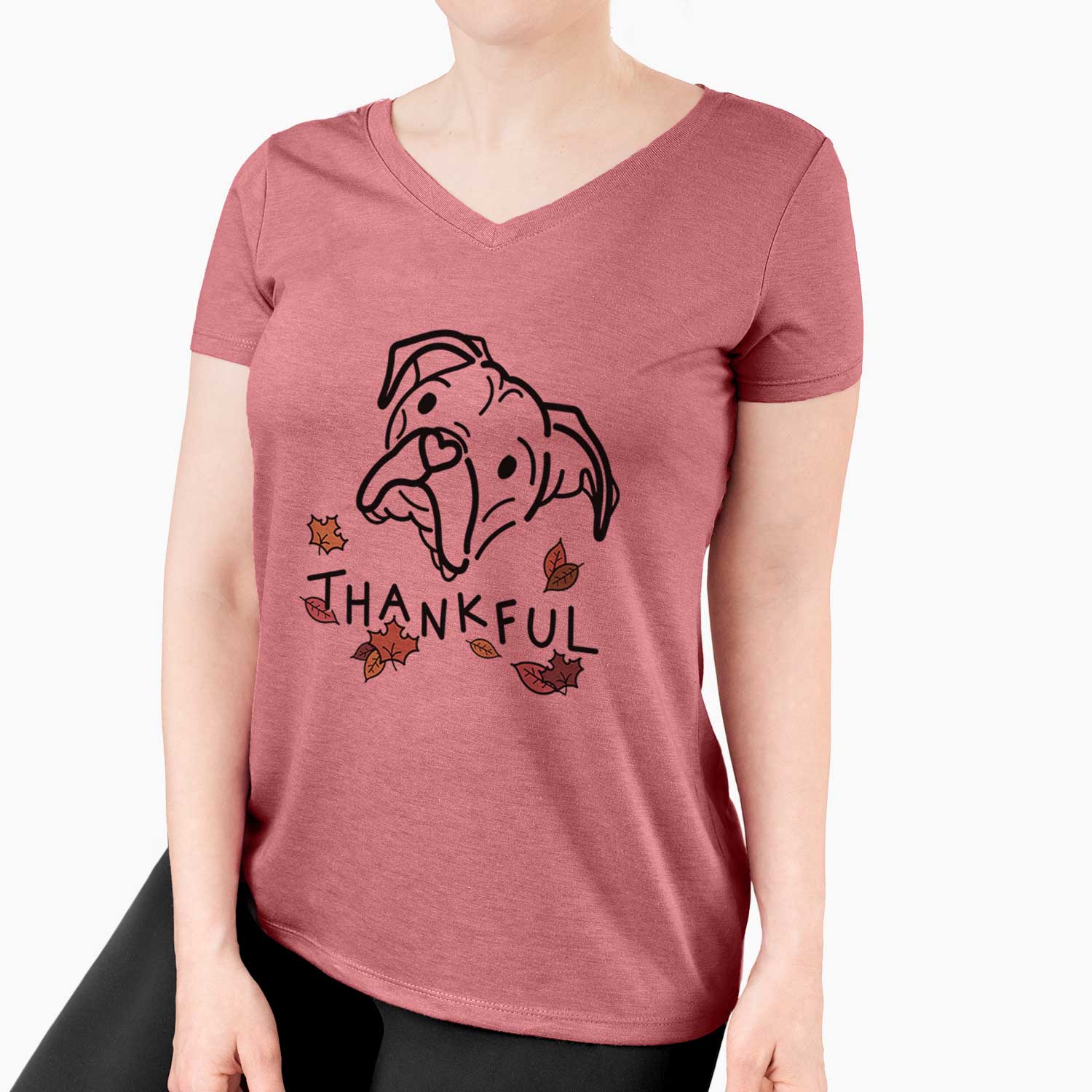 Thankful Boxer - Noodle - Women's V-neck Shirt