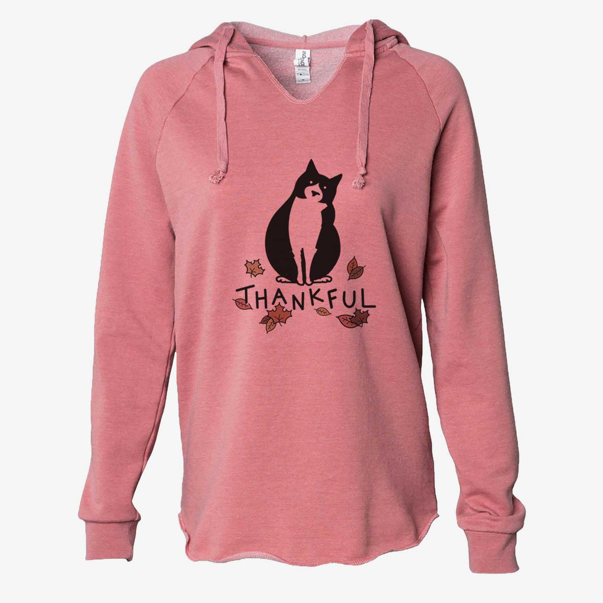 Thankful Tuxedo Cat - Oliver - Cali Wave Hooded Sweatshirt