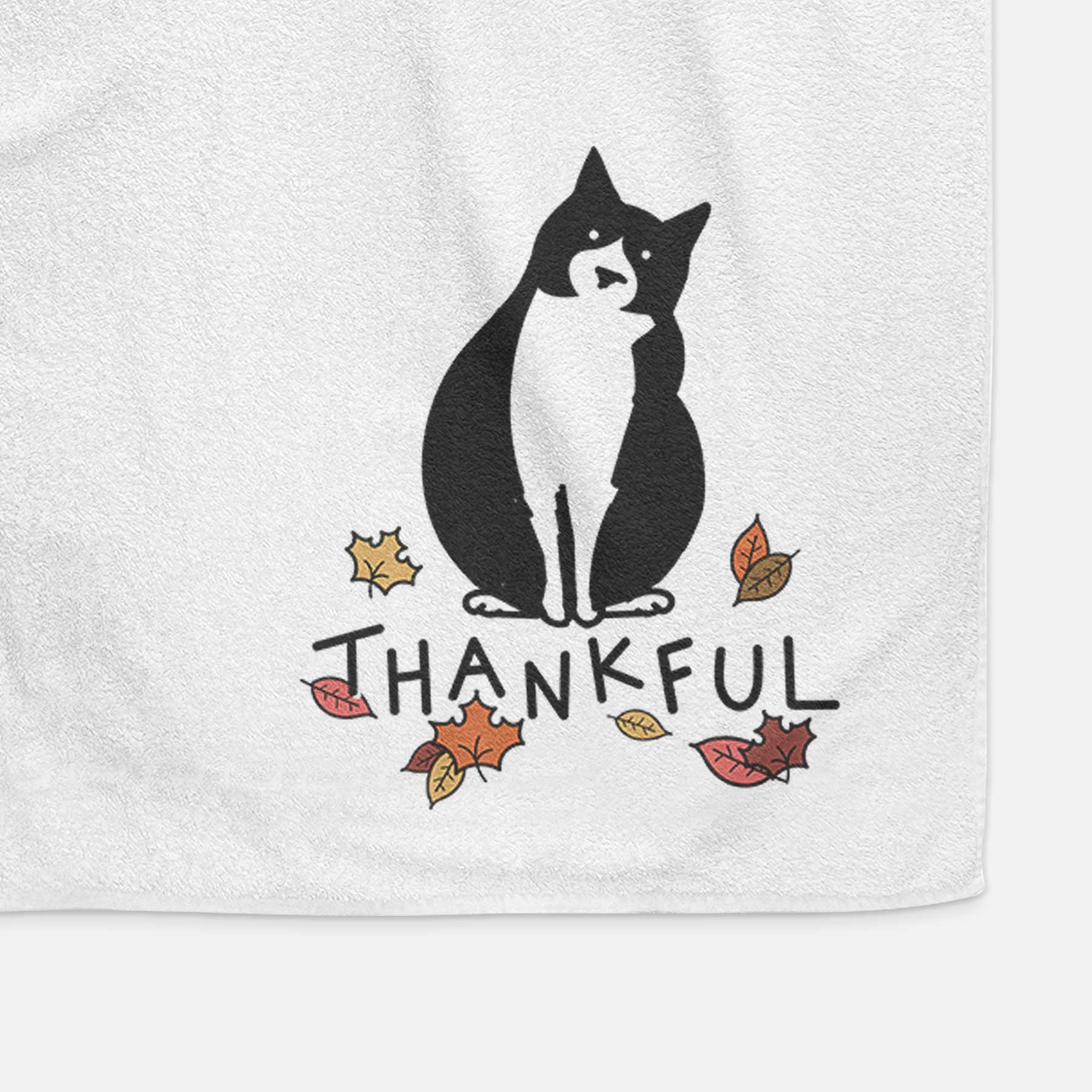 Thankful Tuxedo Cat - Oliver - Decorative Hand Towel