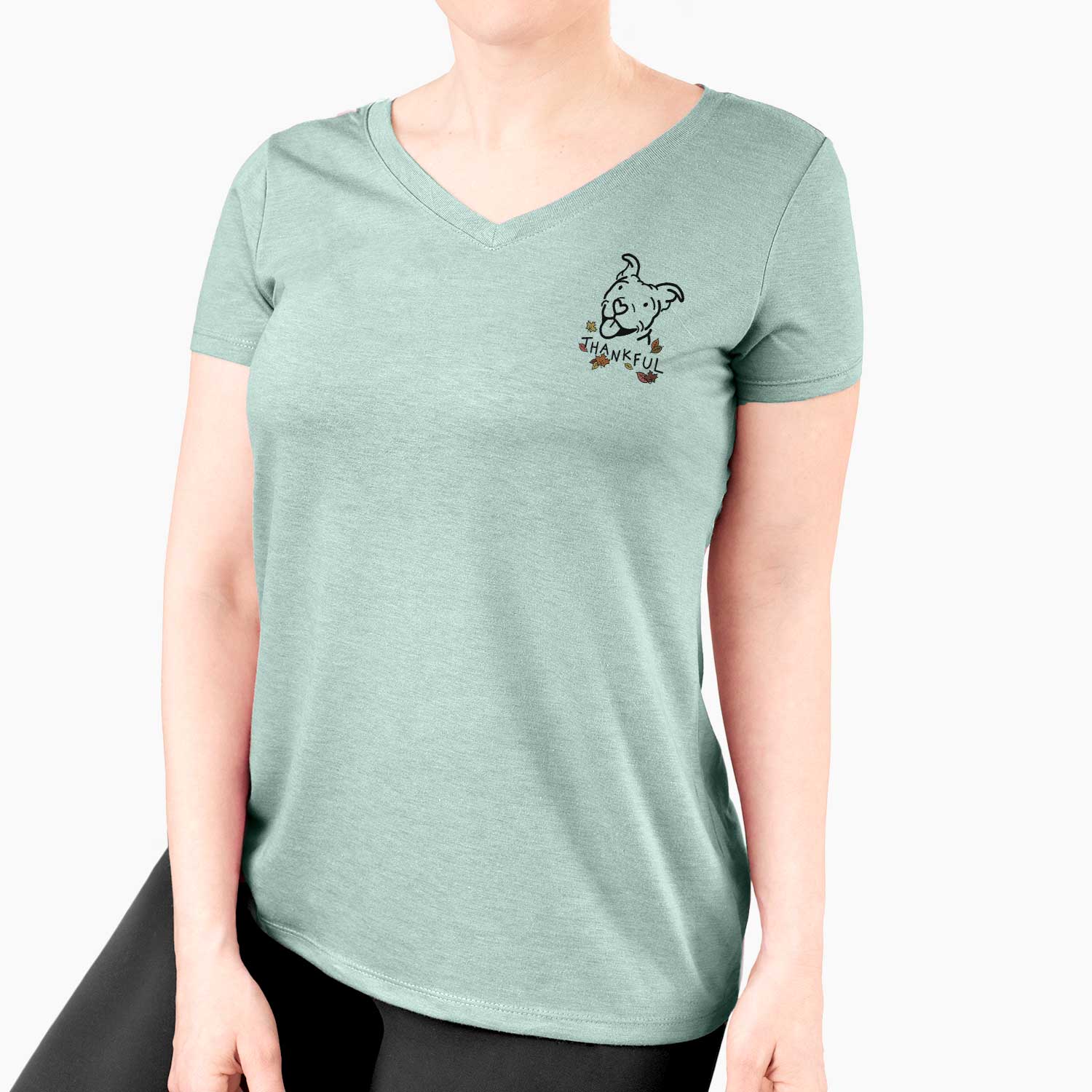 Thankful Pitbull - Arlo - Women's V-neck Shirt