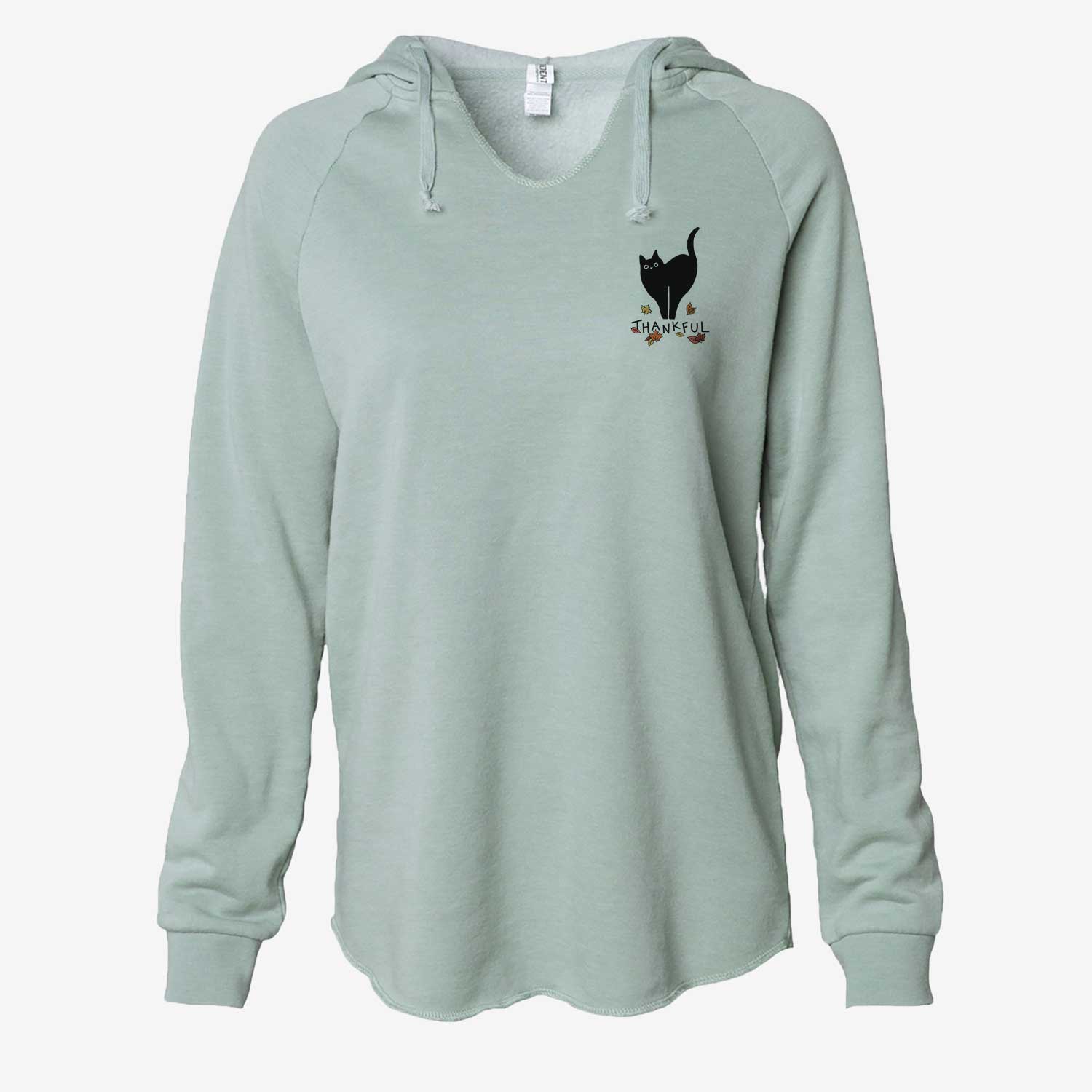 Thankful Black Cat - Bella - Cali Wave Hooded Sweatshirt