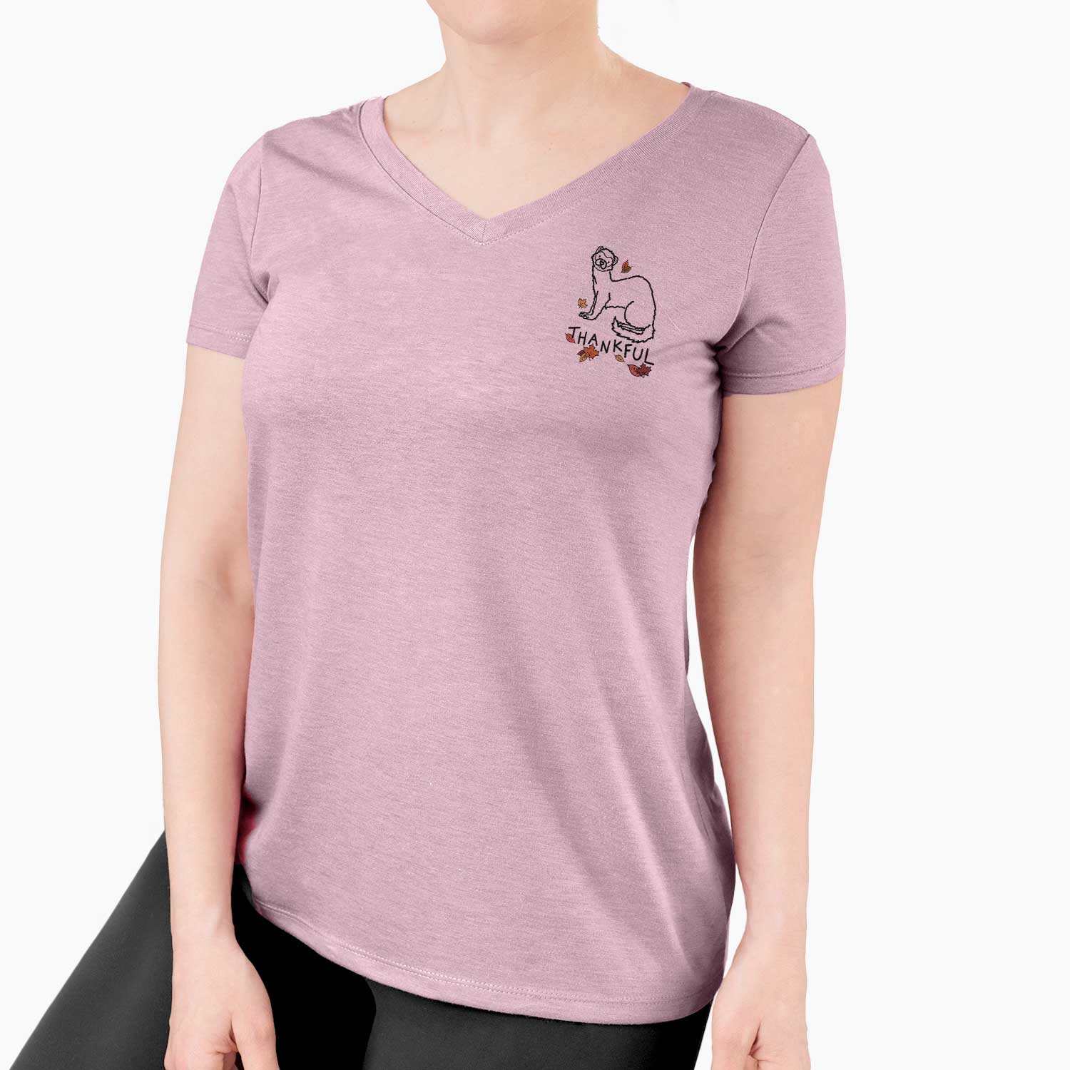 Thankful Ferret - Fern - Women's V-neck Shirt