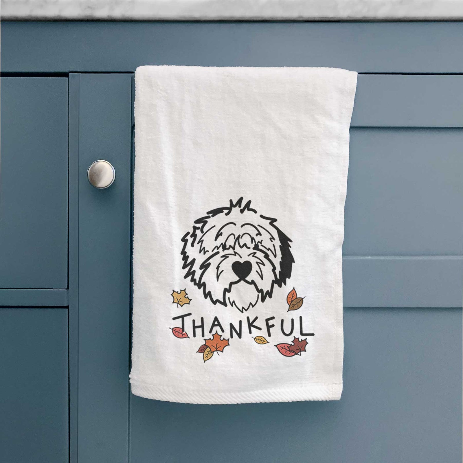 Thankful Old English Sheepdog - Penny - Decorative Hand Towel