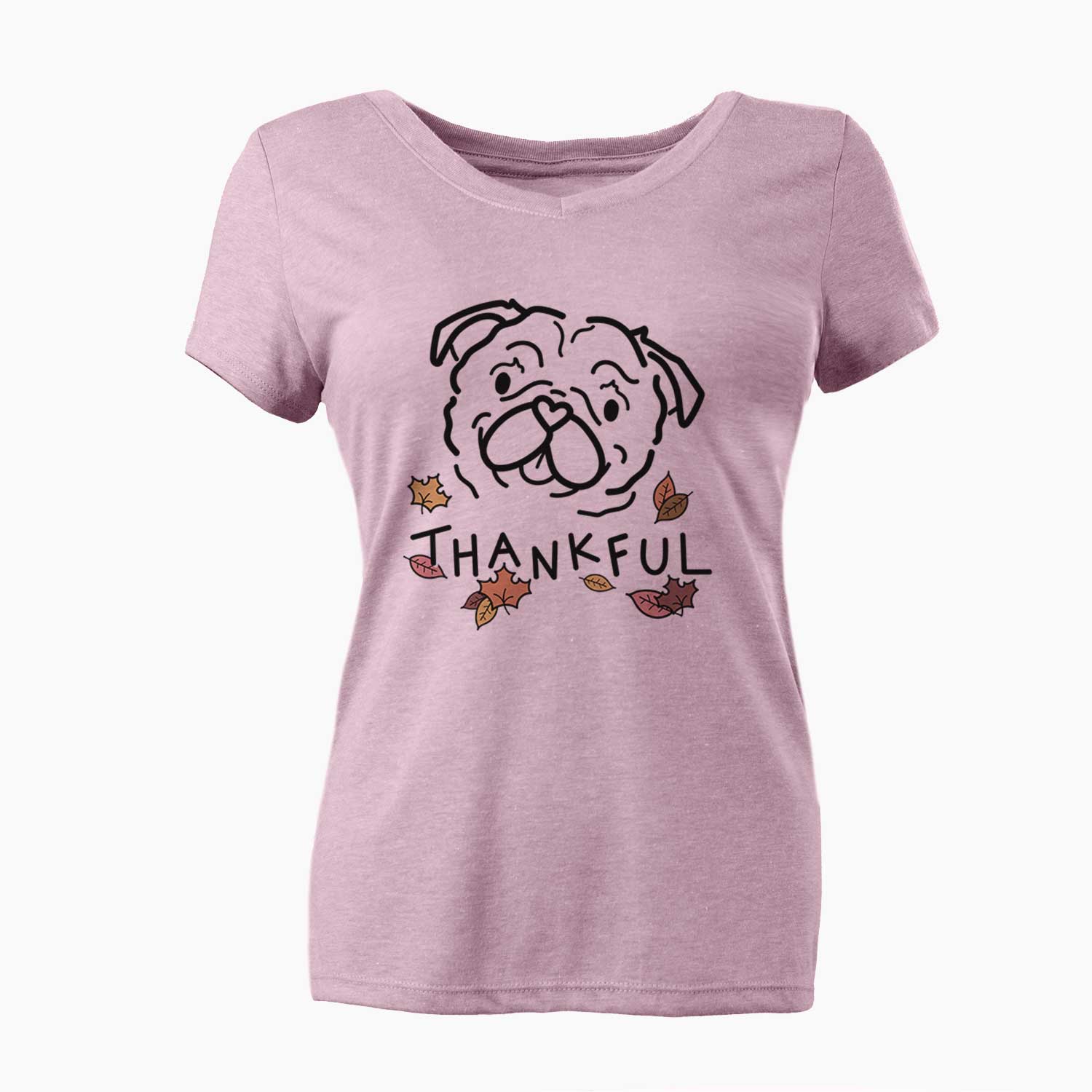 Thankful Pug - Pip - Women's V-neck Shirt