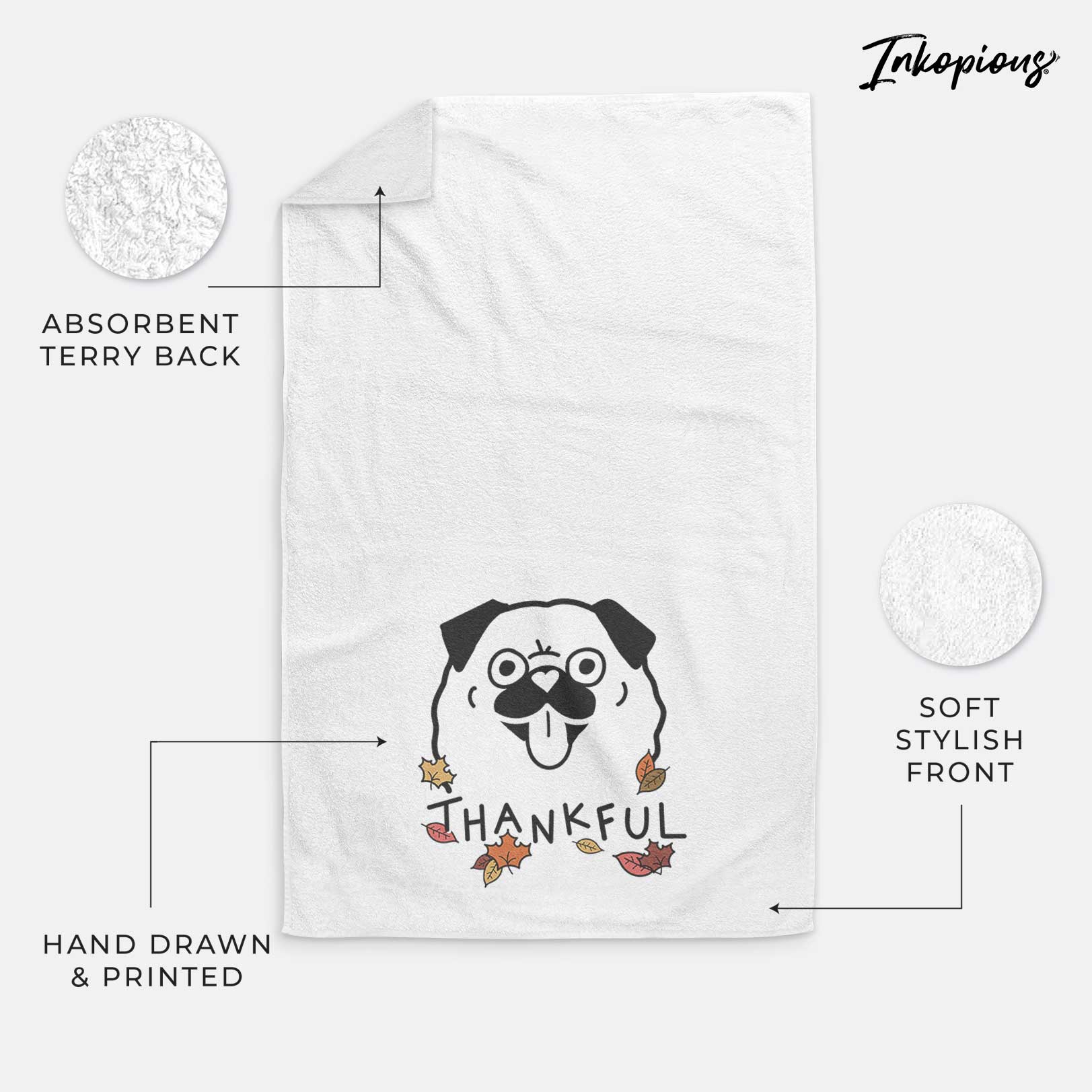 Thankful Pug - Decorative Hand Towel