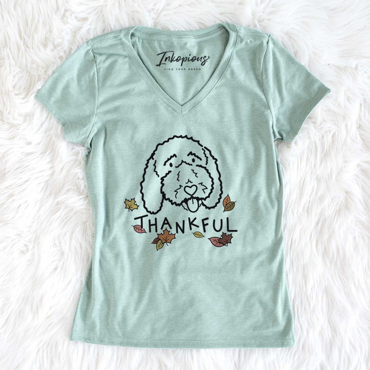 Thankful Bernedoodle - Ruby - Women&#39;s V-neck Shirt