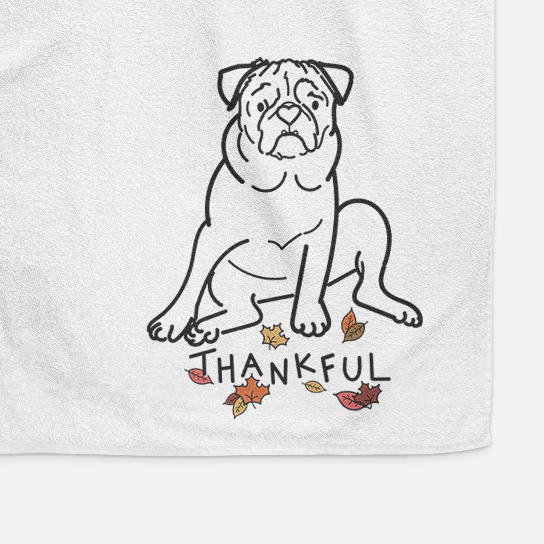 Thankful Pug - Rudy - Decorative Hand Towel