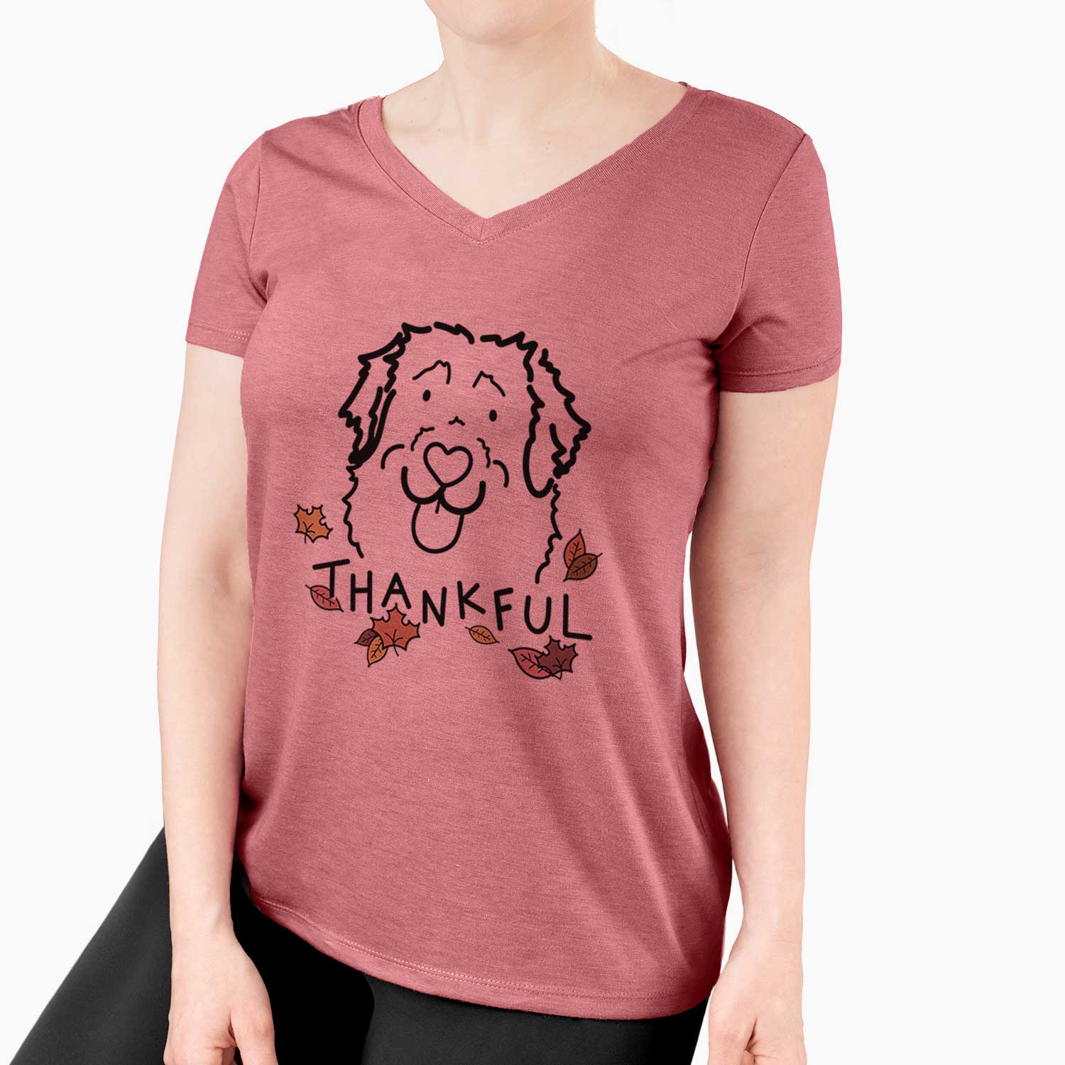 Thankful Leonberger - Sabre - Women's V-neck Shirt