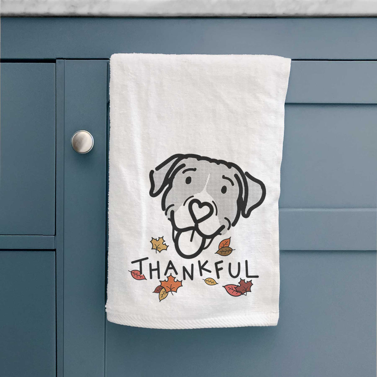 Thankful Pitbull Mix - Shadow - Decorative Hand Towel