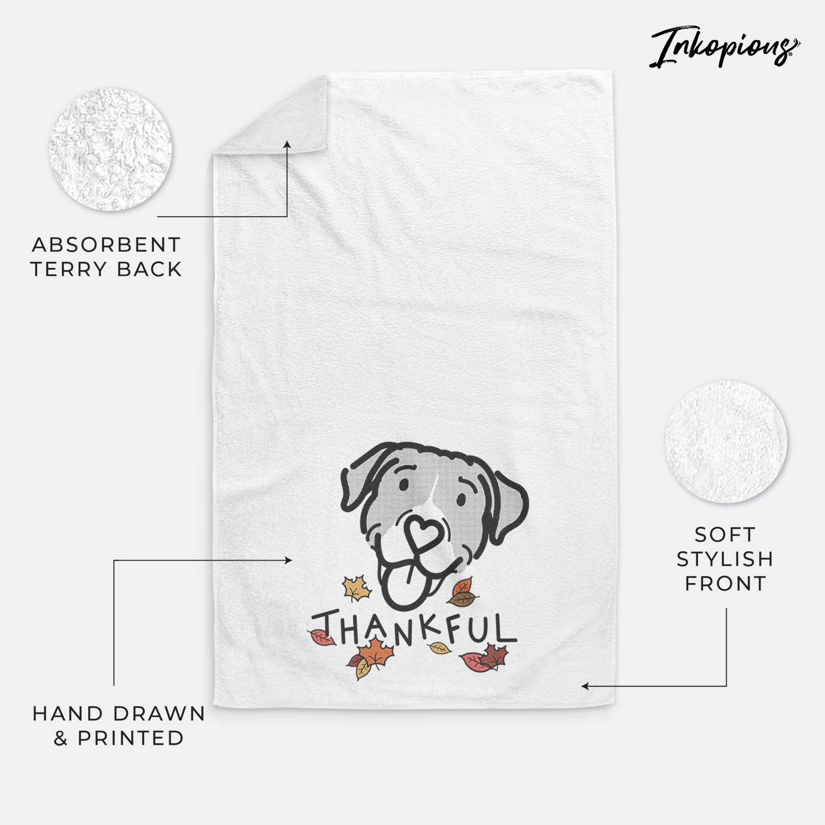 Thankful Pitbull Mix - Shadow - Decorative Hand Towel