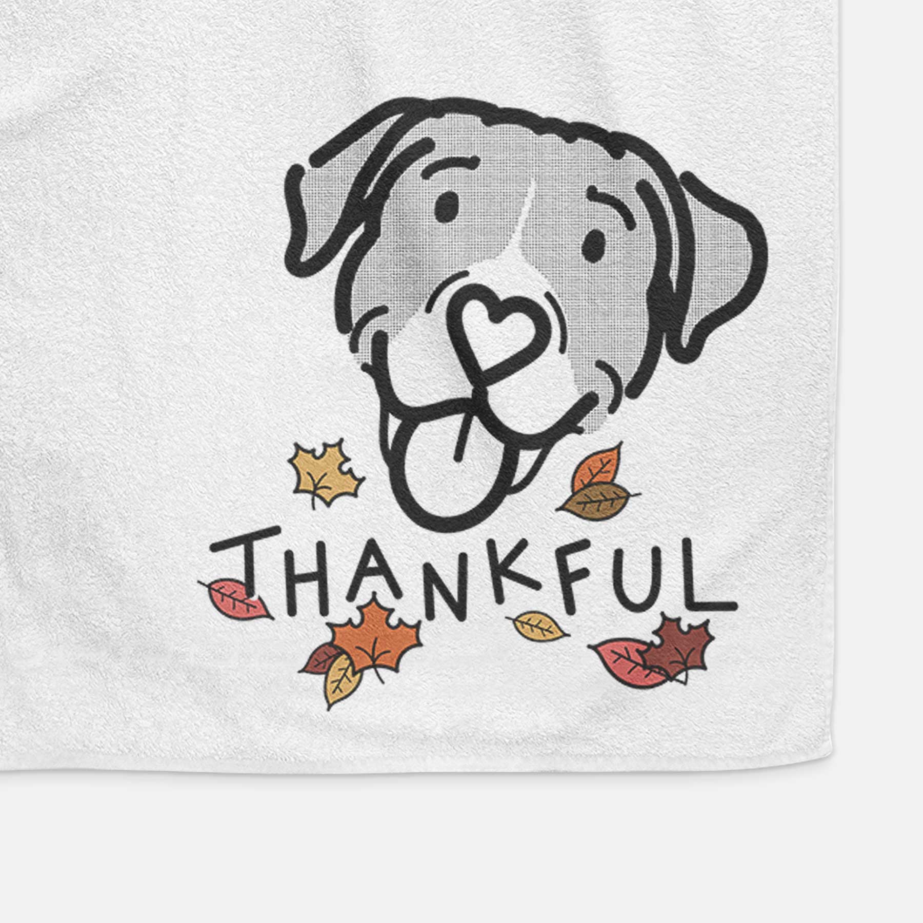 Thankful Pitbull Mix - Shadow - Decorative Hand Towel