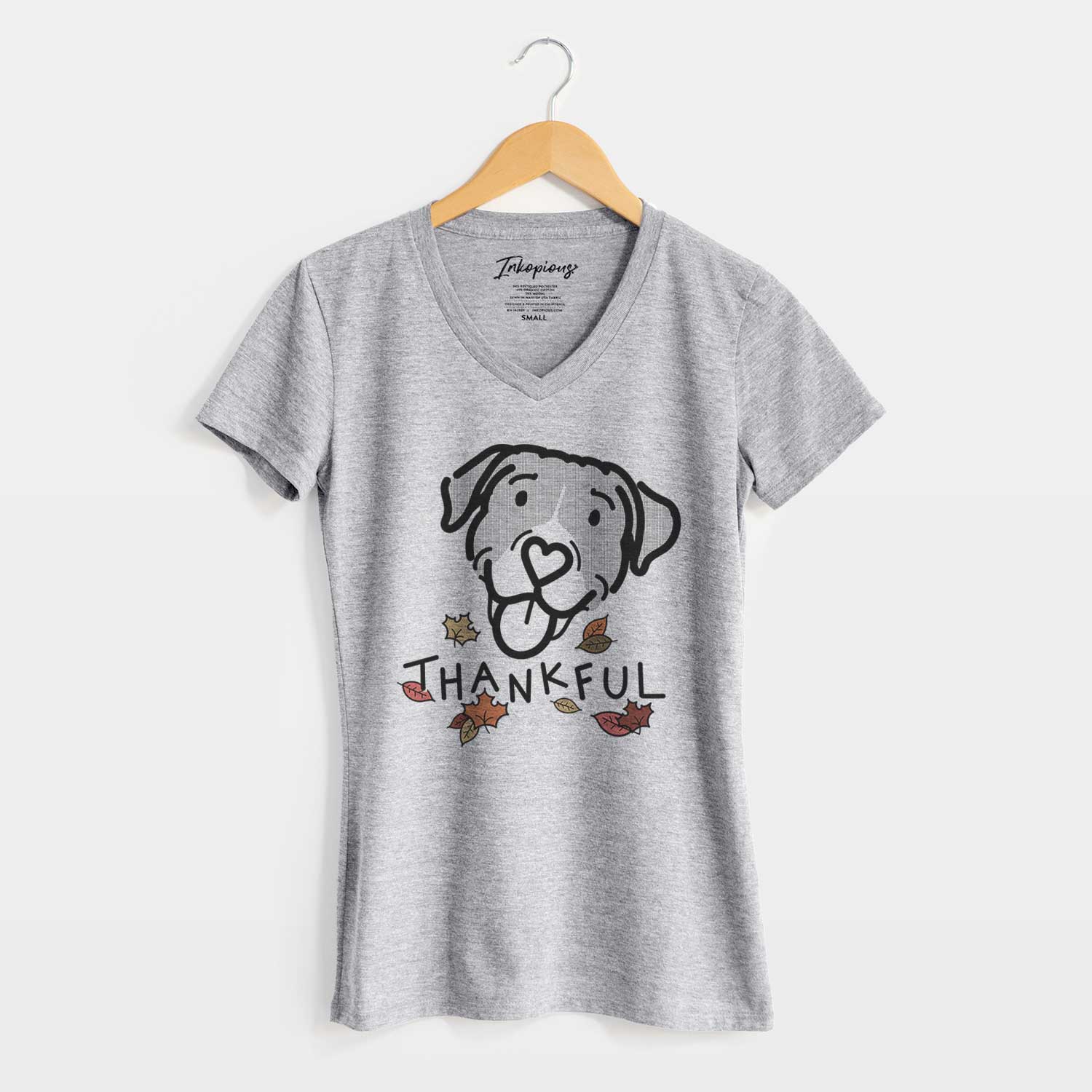 Thankful Pitbull Mix - Shadow - Women's V-neck Shirt